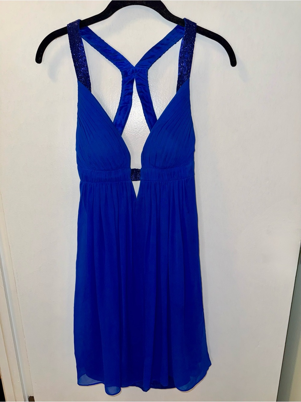 Cache Royal Blue Sleeveless V-Neck Chiffon Dress